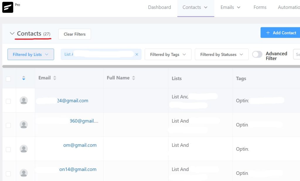 Early stage email list with just 27 subscribers