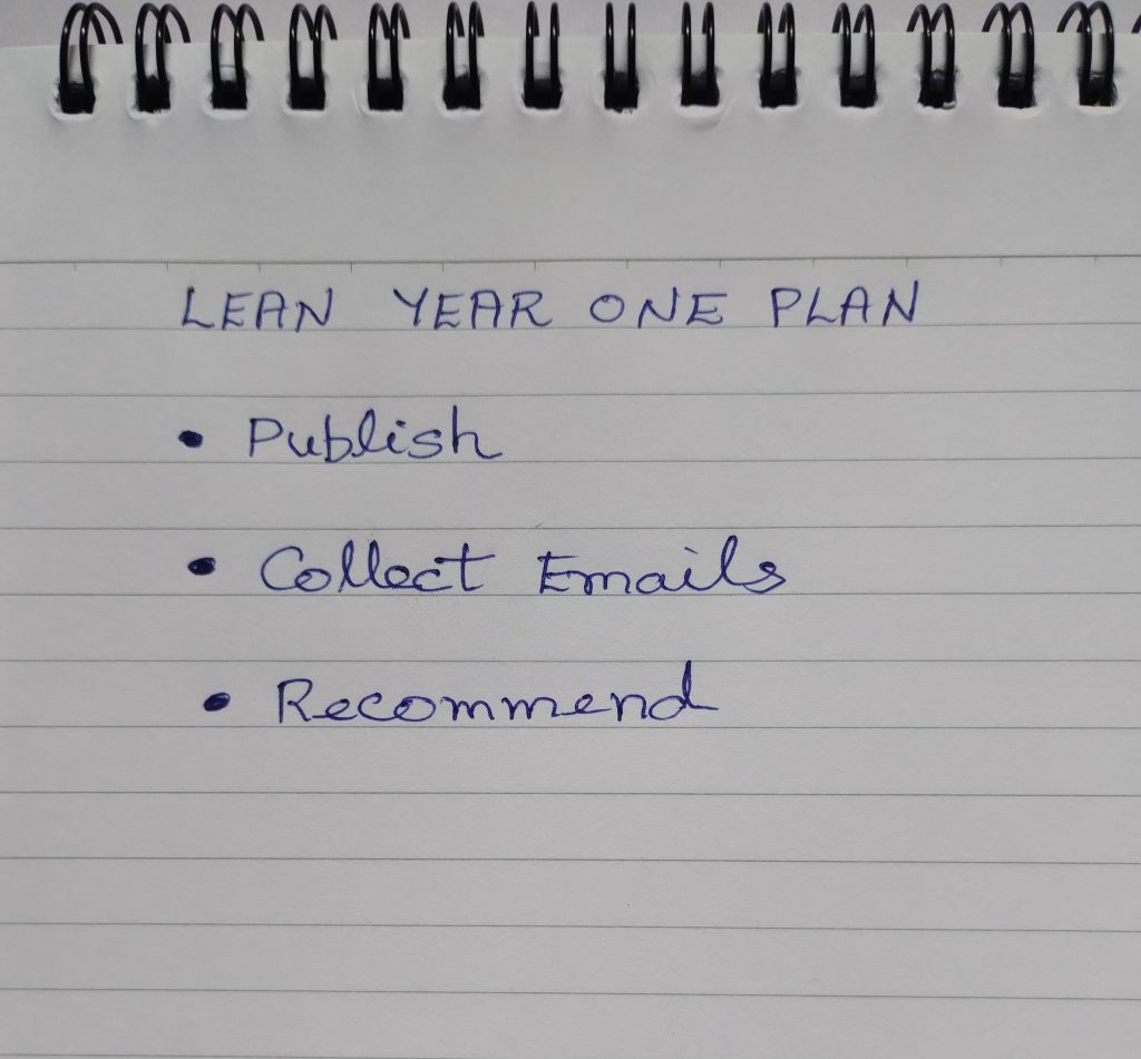 Lean year one plan with 3 bullet points