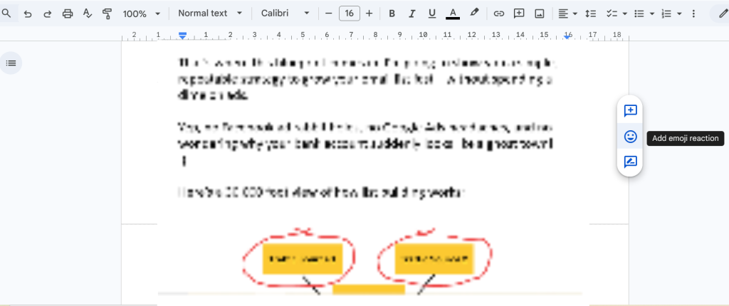 Modern online text editor with a blurred out document open