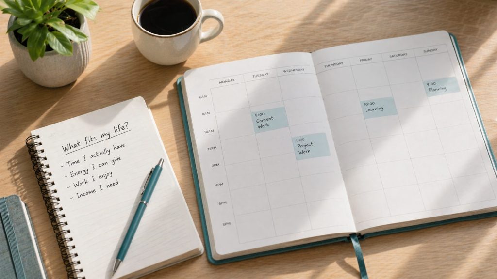 Pick a business model that fits your real capacity and time available