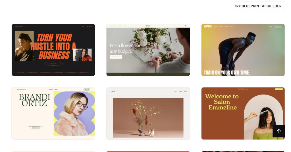Website templates in Squarespace